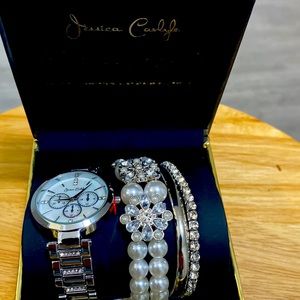 Jessica Carlyle jewelry, 1 watch 3 bracelets.